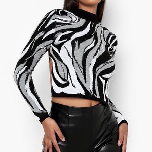 Cute tie back sweater top!